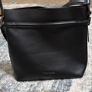 Steve Madden Black Pebbled Leather Messenger Bag